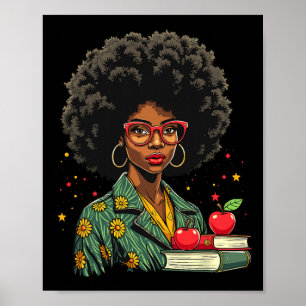 Schwarze Lehrerfrau Afro Retro Schwarze Geschichte Poster