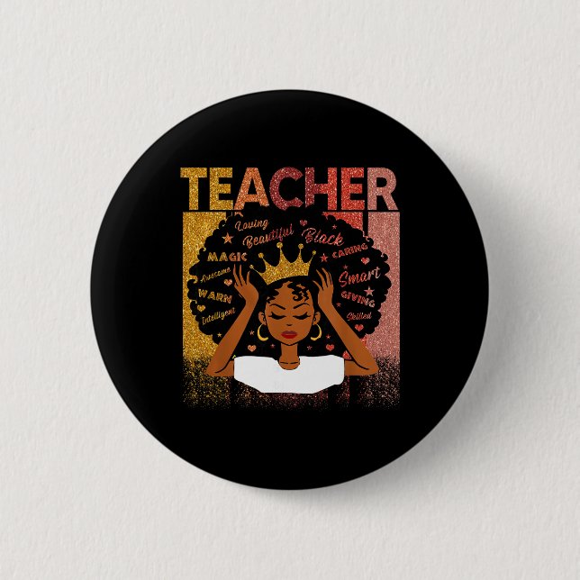 Schwarze Lehrermagie Schwarze Geschichtsmonat Afro Button (Vorderseite)