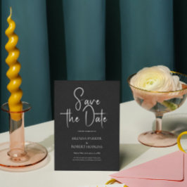 Schwarze Leinen Einfache Schwarze Schrift Save the Einladung