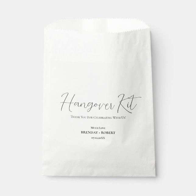 Schwarze Leinen Einfaches Script Hangover Erholung Geschenktütchen (Vorderseite)