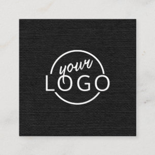 Schwarze Leinen modernes, minimalistisches Logo Quadratische Visitenkarte