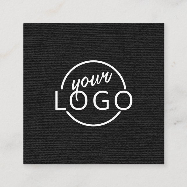 Schwarze Leinen modernes, minimalistisches Logo Quadratische Visitenkarte (Vorderseite)