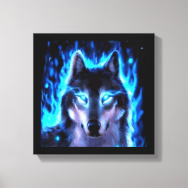 SCHWARZE LEINWAND WOLF WALL DEKORATION