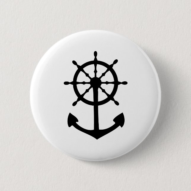 schwarze Lenkrad-Ankerikone Button (Vorderseite)
