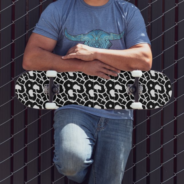 SCHWARZE LEOPARD-DRUCKSCHATTE SKATEBOARD (Außenbereich 3)