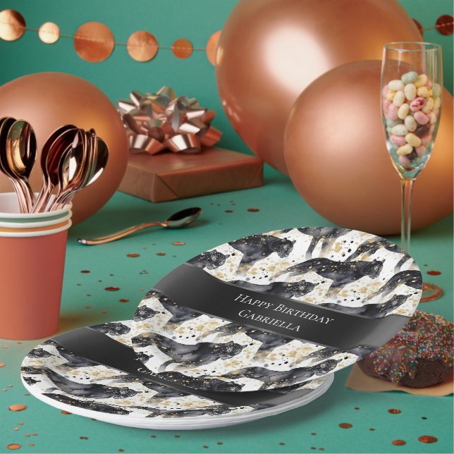 Schwarze Leopards Pappteller (Multi)