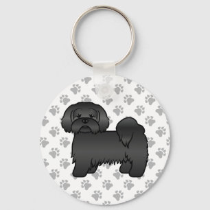 Schwarze Lhasa Apso süße Cartoon-Hund-Illustration Schlüsselanhänger