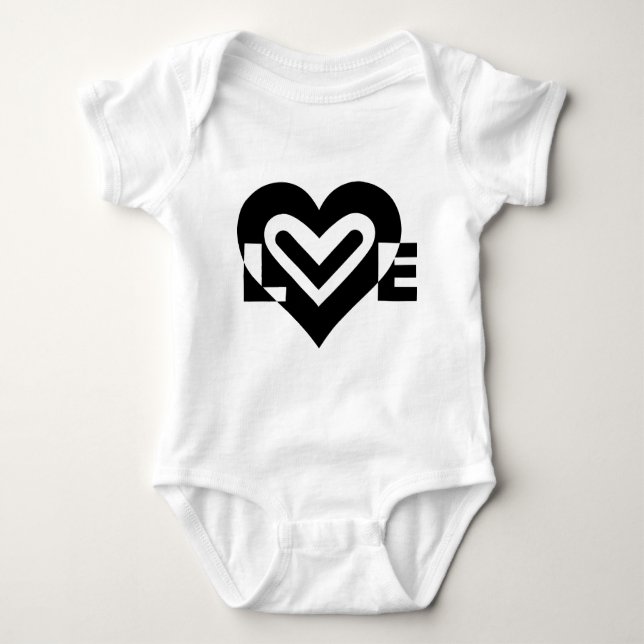 Schwarze Liebe Baby Strampler (Vorderseite)