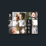 Schwarze Liebe-Blockfamilie - FotoCollage Leinwanddruck<br><div class="desc">Moderne Liebe Schwarzer Farbblock Familienfoto Collage Weihnachten & Neujahr Leinwand Wall Art - mit personalisierter Liebe Word, Familienname, Jahr und Anfangsbuchstaben, alle in einem eleganten Rasterlayout angeordnet. Dieses moderne und elegante Design zeigt 6 eigene Bilder wunderschön. In verschiedenen Farbtönen, die zu jeder Zimmerdekoration passen. Macht einen tollen Urlaub oder Weihnachts-Sake-Card...</div>