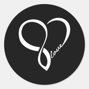 Schwarze Liebe Herz Hochzeitsticker Runder Aufkleber