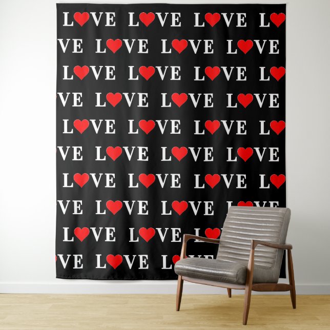 Schwarze LIEBE Moderne Tredny Schwarz/Weiß Wandteppich (Beispiel)