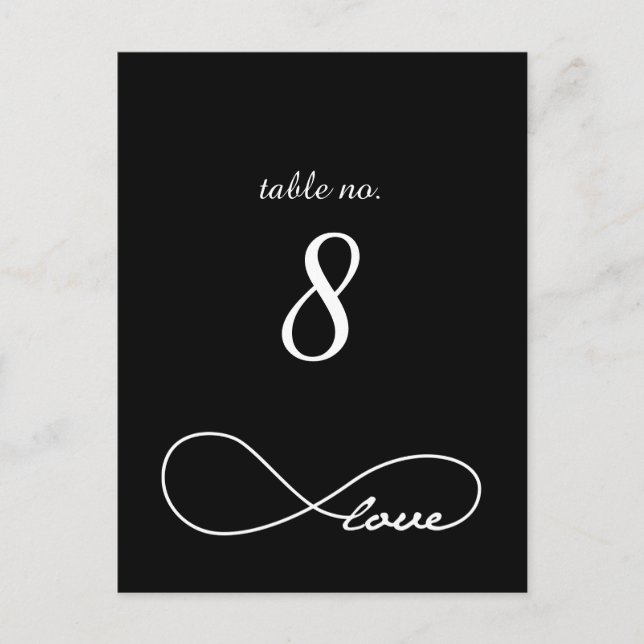 Schwarze Liebe Unendliche Hochzeitskarten für Tisc Postkarte (Vorderseite)
