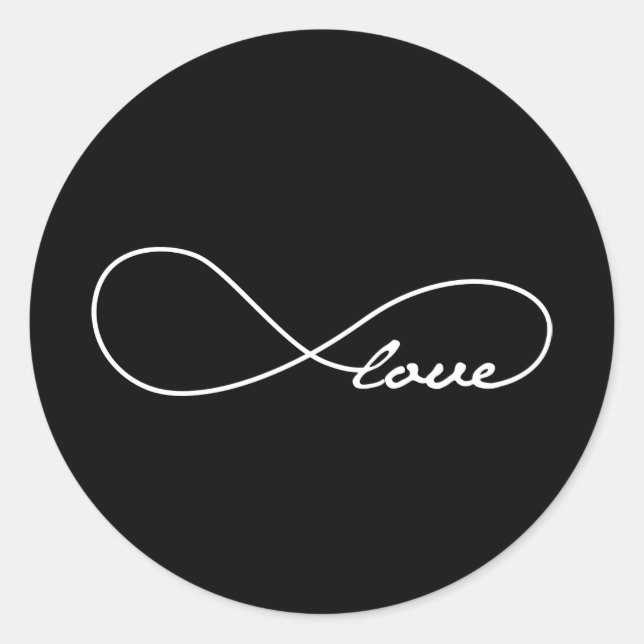 Schwarze Liebe Unendliche Hochzeitsticker Runder Aufkleber (Vorderseite)