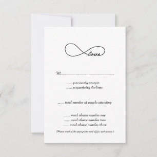 Schwarze Liebesunendlichkeits-Hochzeits-RSVP-Karte RSVP Karte