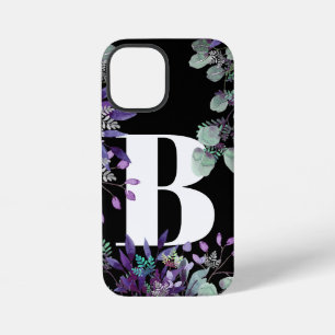 SCHWARZE LILA BLUMENTYPOGRAFIE iPhone 12 MINI HÜLLE