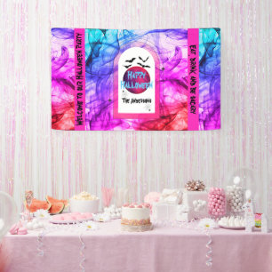 Schwarze Lila Fledermäuse Glückliches Halloween Pa Banner