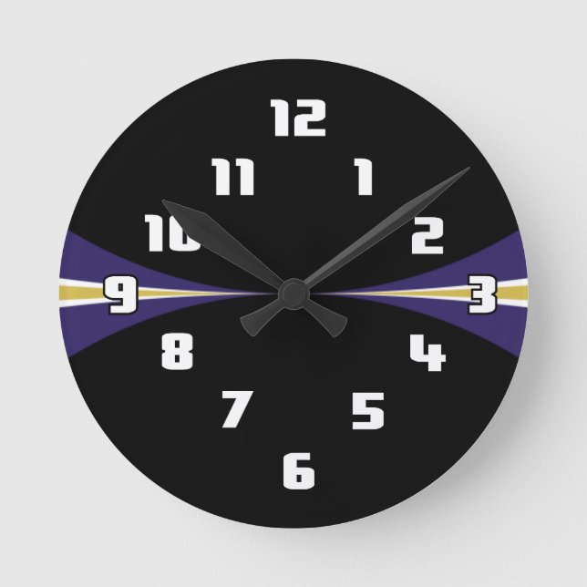 Schwarze Lila goldene Uhr (Vorderseite)