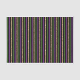 SCHWARZE LILA GREEN GOLD MARDI GRAS STRIPES SEIDENPAPIER