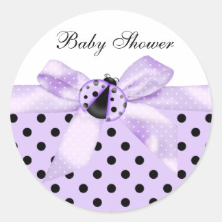 Schwarze Lila Ladybug-Stickers Runder Aufkleber