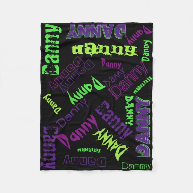 Schwarze Lila Linse Grüne Neon Blanket Namenskolla Fleecedecke (Vorderseite)