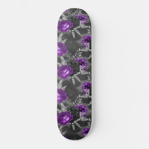 Schwarze Lila Rose Silver Blätter Dunkler Garten Skateboard