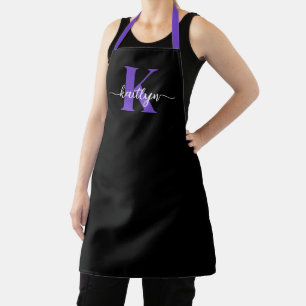 Schwarze lila Schrift Monogramm Schürze