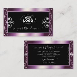 Schwarze, Lila SparkDiamanten mit Logo Visitenkarte