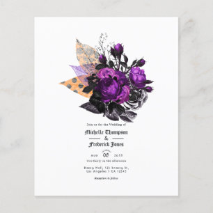 Schwarze, Lila und orange Shabby-Blumenhochzeit Flyer
