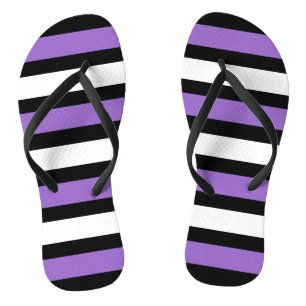 Schwarze, Lila und weiße Streifen Flip Flops
