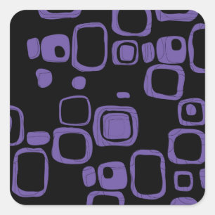 Schwarze, lila, violette Retro abstrakte Quadratischer Aufkleber
