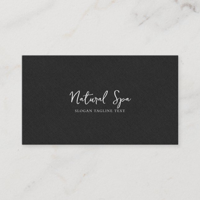 Schwarze Linen Textur Print White Typografy Visitenkarte (Vorderseite)