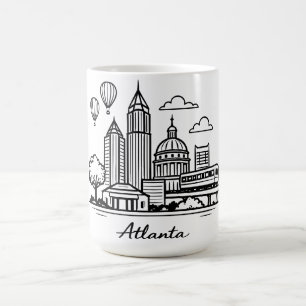 Schwarze Linie Atlanta Illustration Kaffeetasse