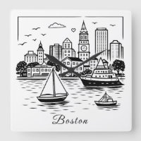 Schwarze Linie Boston Illustration