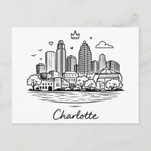 Schwarze Linie Charlotte-Illustration Postkarte