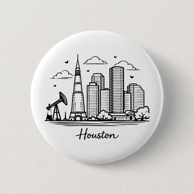 Schwarze Linie Houston Illustration Button (Vorderseite)
