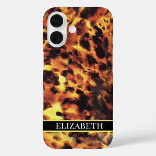 Schwarze Linie Weiße Schrift Ihr Name Schildpatt iPhone 16 Hülle