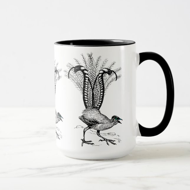 Schwarze Linie zeichnend Lyre Bird Tasse (Rechts)