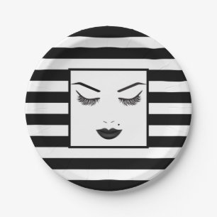 Schwarze Lippen Make-up Gesicht Augenbrauen Lippen Pappteller