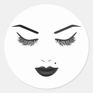Schwarze Lippen Make-up Gesicht Augenbrauen Lippen Runder Aufkleber
