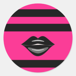 Schwarze Lippen, rosa Streifen Sticker