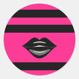 Schwarze Lippen, rosa Streifen Sticker