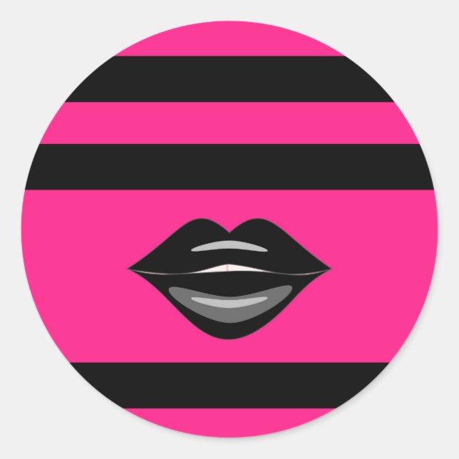 Schwarze Lippen, rosa Streifen Sticker (Vorderseite)
