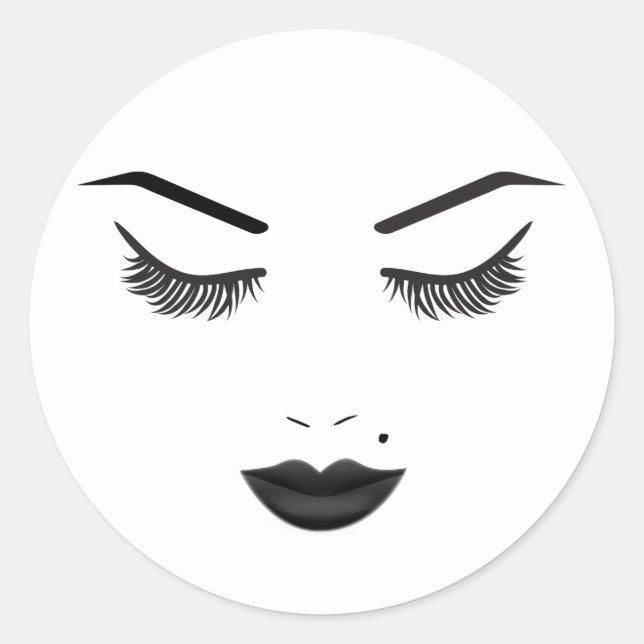Schwarze Lippen Schminken Gesicht Augenbrauen Lipp Runder Aufkleber (Vorderseite)