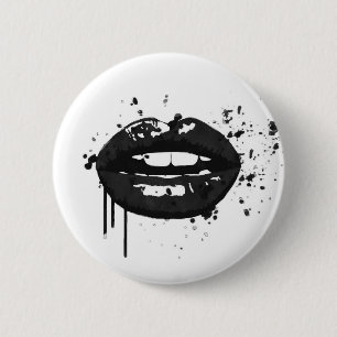 Schwarze Lippenstilvoller Mode-Kuss-Maskenbildner Button