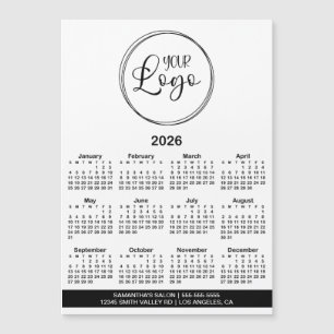 Schwarze Logo-Infoleiste 2026 Magnetkalender Magnetkarte