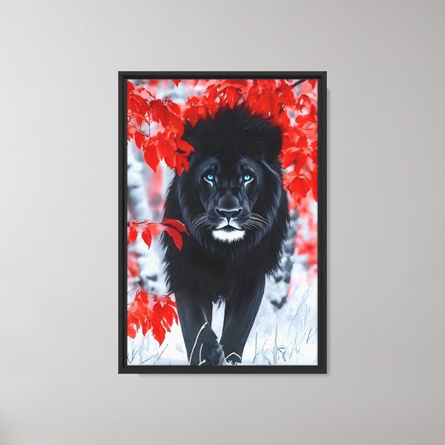 Schwarze Löwe Gerahmte Leinwand (Vorderseite)