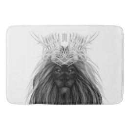Schwarze Löwe mit Antlerkrone und Monogramm Badematte