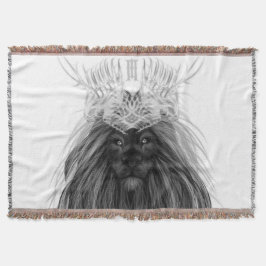 Schwarze Löwe mit Antlerkrone und Monogramm Decke