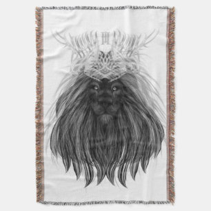 Schwarze Löwe mit Antlerkrone und Monogramm Decke