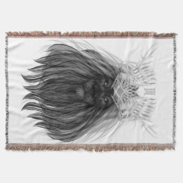 Schwarze Löwe mit Antlerkrone und Monogramm Decke